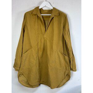 CP Shades Womens Teton Micro Cord Tunic Top Large Mustard Cotton Lagenlook NWOT